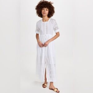 Loveshackfancy Edie Dress in White Lace and Cotton Large